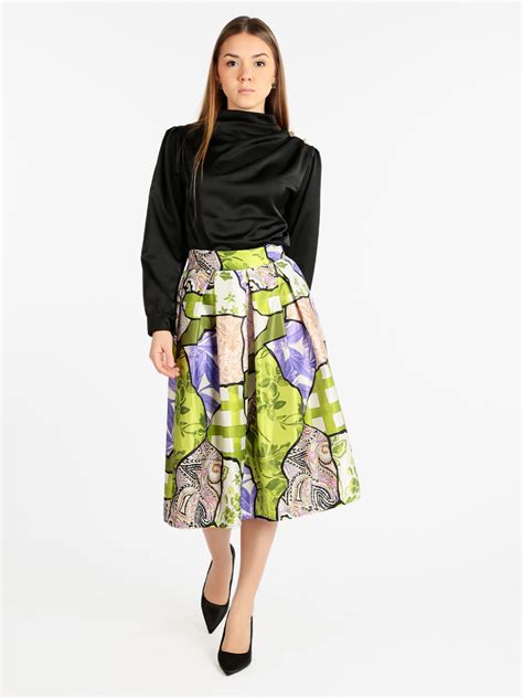 Solada Satin Effect Midi Skirt With Print For Sale At On