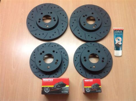 Civic Type R Fn Front Rear Drilled Grooved Mtec Brake Discs Mintex