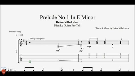 Prelude No 1 In E Minor By Heitor Villa Lobos Guitar Tutorial With