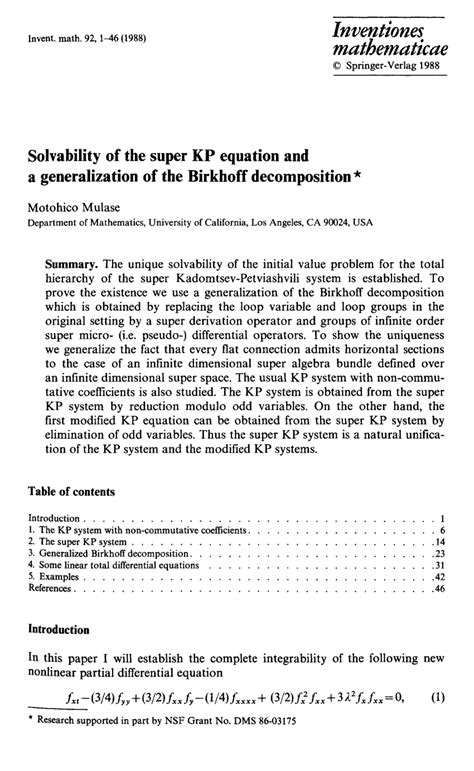 PDF Solvability Of The Super KP Equation And A Generalization Of The