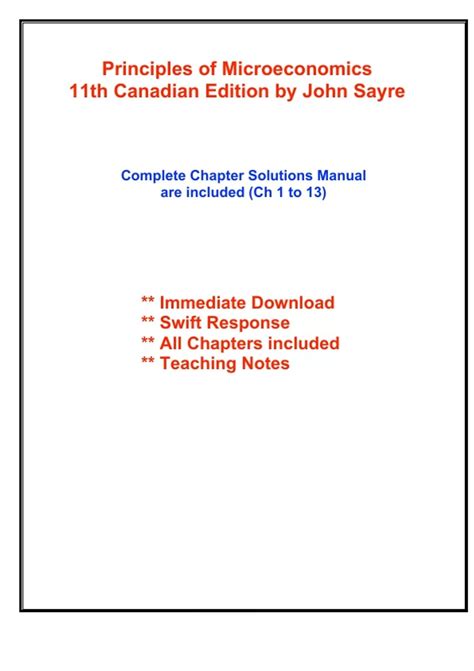 Solutions for Principles of Microeconomics, 11th Canadian Edition Sayre