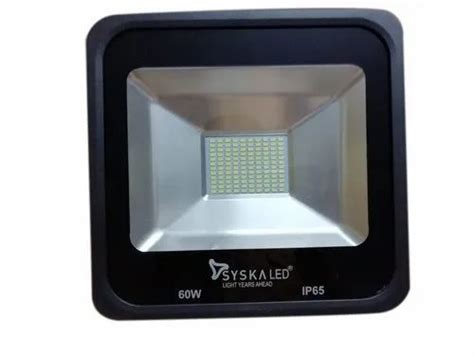 Aluminum Pure White Syska 60 Watt LED Flood Light IP Rating IP65