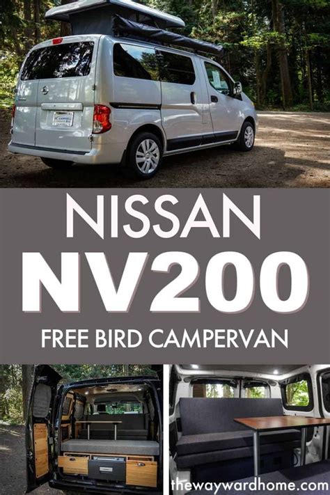 a van with the words nissan nv 200 free bird campervan