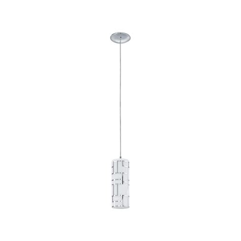 Eglo Bayman 496 In W X 59 In H 1 Light Chrome Mini Pendant With Frosted White Glass With