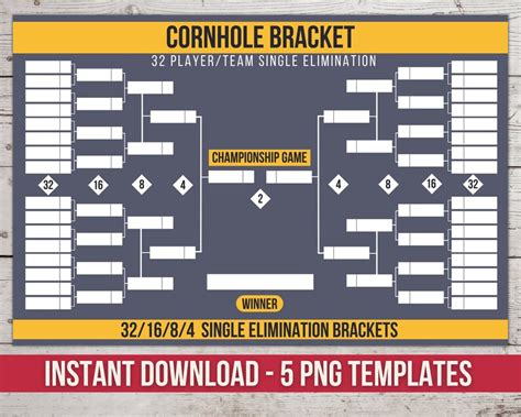 Single Elimination Brackets Printable Cornhole Tournament