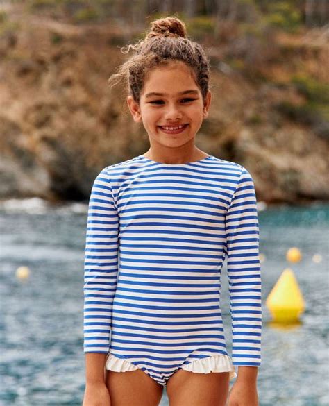 Maillot de bain anti UV pour fille Misha à rayures cobalt stripe