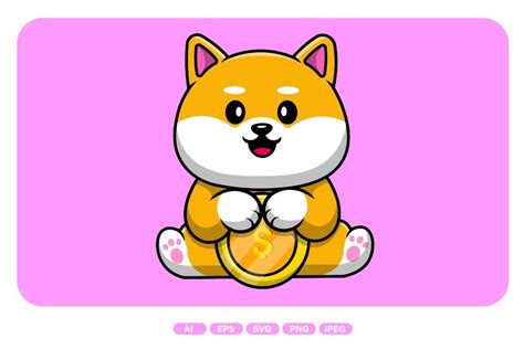 Cute Shiba Inu Dog Holding Gold Coin Graphic by mokshastuff · Creative ...