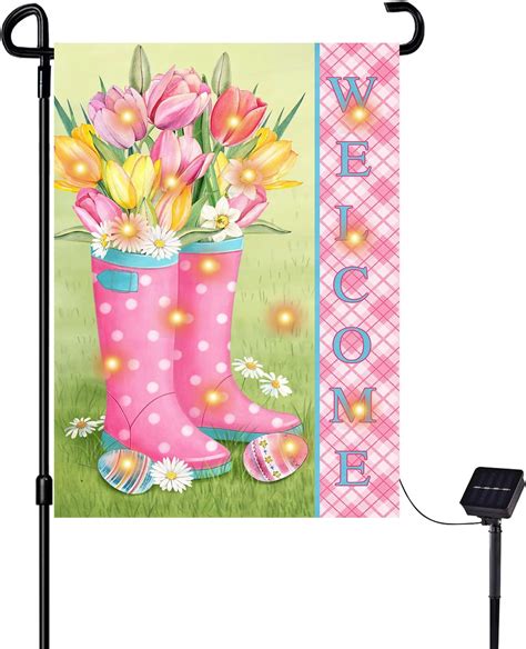 Amazon.com : Spring Garden Flag,8 Lighting Modes Solar LED Hello Spring