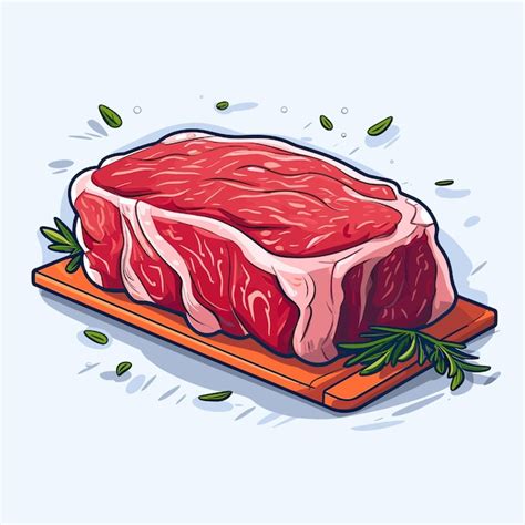 Un Dibujo De Un Bistec Con Un Trozo De Carne Encima Vector Premium