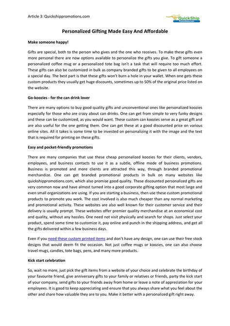 PPT - Personalized Gifting Made Easy And Affordable PowerPoint