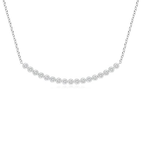 Bezel Set Diamond Curved Bar Necklace