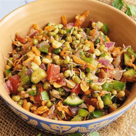 indian sprouted moong salad  vegetables cakeworkorange
