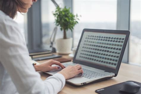 Businesswoman Typing On Laptop At Workplace Woman Working In Home