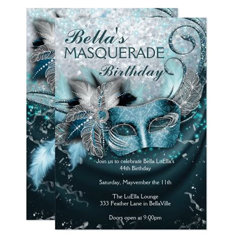 Masquerade Birthday Party Invitations | Zazzle | Masquerade party invitations, Birthday party ...