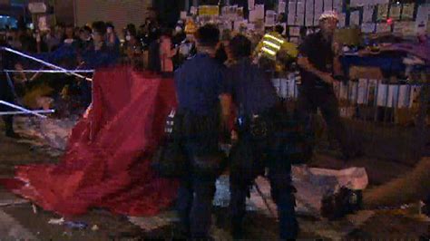 Hk Police Tear Down Barricades Tents Cnn