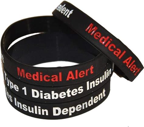 Type Diabetes Wristband X Black Medical Alert New Tone