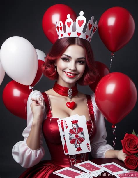 Queen Of Hearts With Balloons And Roses Stable Diffusion Online