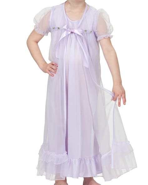 Short Sleeve Fancy Peignoir Set In Solid Colors 2t 14