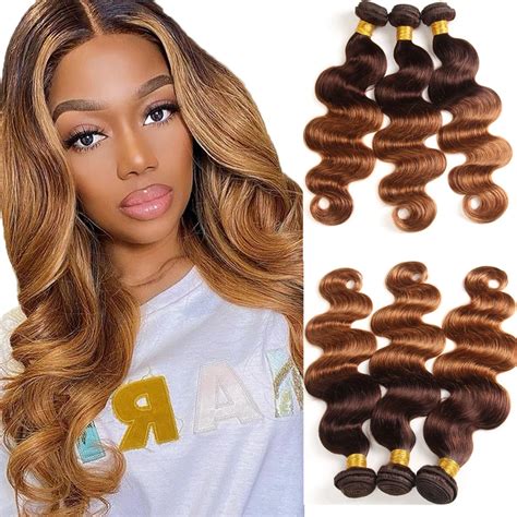 Tissage En Lot Br Silien Naturel Remy Body Wave Brun Ombr T