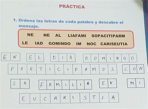 1 Ordena Las Letras De Cada Palabra Y Descubre El Mensaje NE LE NE AL