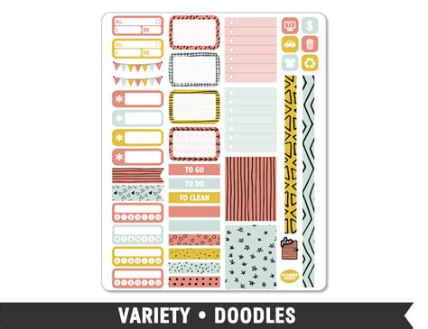 Doodles Functional Kit Planner Stickers For Erin Condren Etsy Filofax