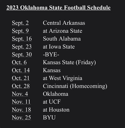 Oklahoma State’s 2023 Big 12 Football Schedule Released | KFOR.com ...