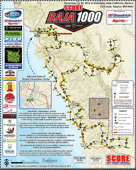 55th Score Baja 1000 Mapa 2022 Off Road El Pato Rojo