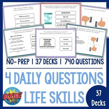 Life Skills Daily Warm Up Boom Cards 37 DECKS SpecialEd High School