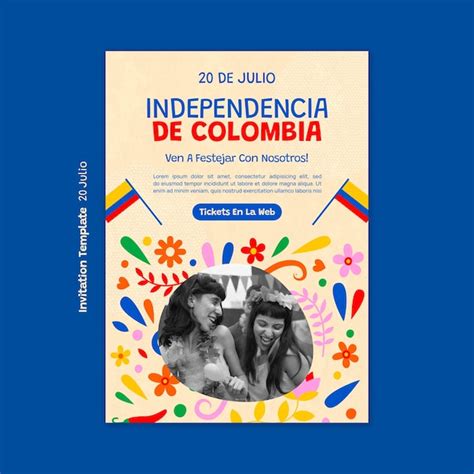 Plantilla de invitación del día de la independencia de colombia