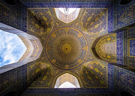 Interior View Of The Lofty Dome Covered With Polychrome Tilesshah