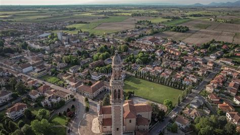 Aerial Panoramic View of Santa Sofia Bell Tower at Sunset Stock Video ...