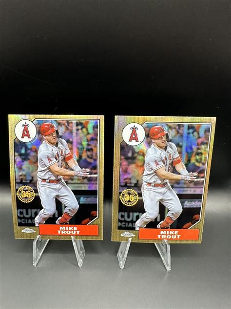 2022 Topps Chrome Lot 2 Mike Trout 1987 35th Anniversary Refractor