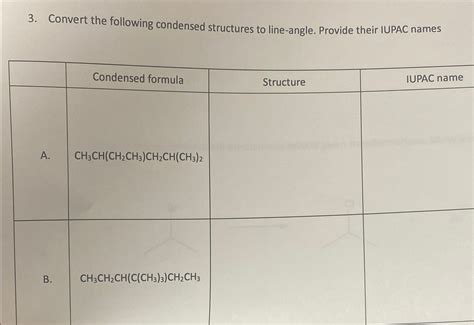 Solved Convert The Following Condensed Structures To