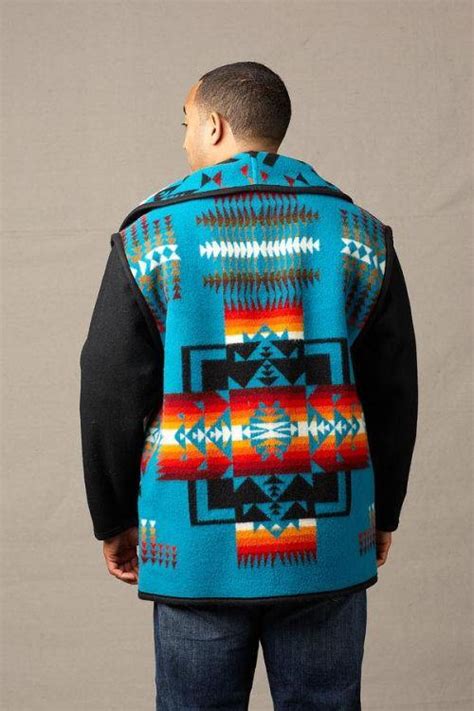 Kraffs Reversible Wool Car Coat Chief Joseph Turquoise Black Melton Kraffs Clothing