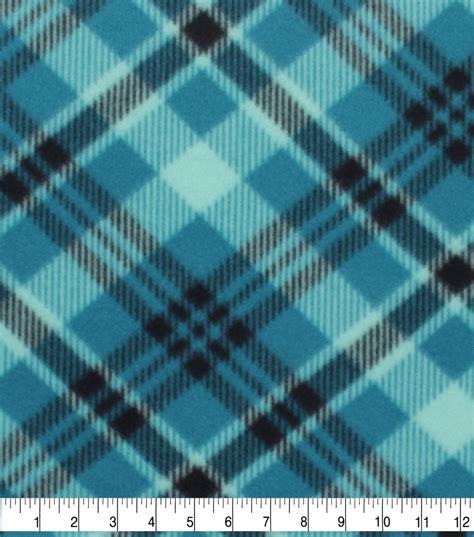 Blizzard Fleece Fabric Teal And Navy Bias Plaid Joann