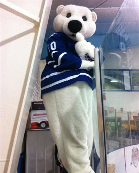 Toronto Maple Leafs' mascot Carlton is ready to make some noise. awwww ...