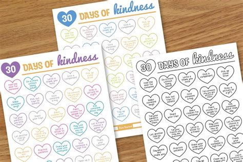 Acts Of Kindness Chart For Kids 100 Hearts Tracker Log Spread The