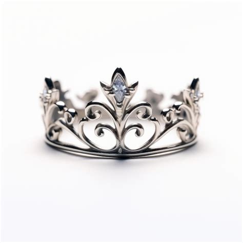 Premium Photo Elegant Silver Ring Inspired By Crown On White Background