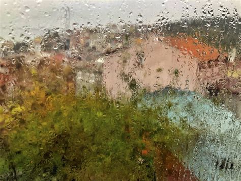 Background with Rain Drops on Window Like a Painting Stock Photo ...