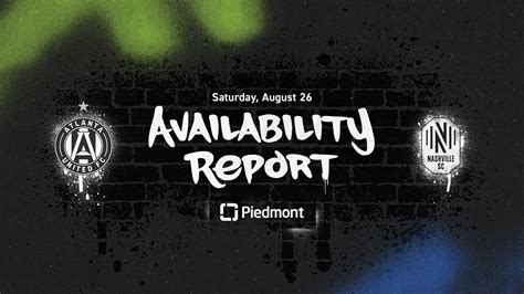 Atlanta United Availability Report Presented By Piedmont Vs Nashville