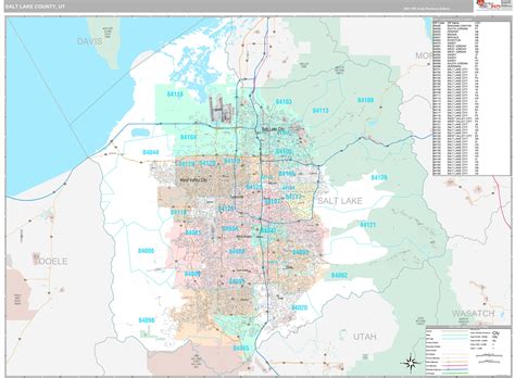 Salt Lake County Ut Wall Map Premium Style By Marketmaps Mapsales