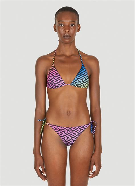 Versace Rainbow Greca Triangle Bikini Top Shopstyle Two Piece Swimsuits