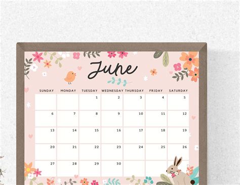 June 2021 Calendar Printable Calendar Planner Cute Spring & | Etsy