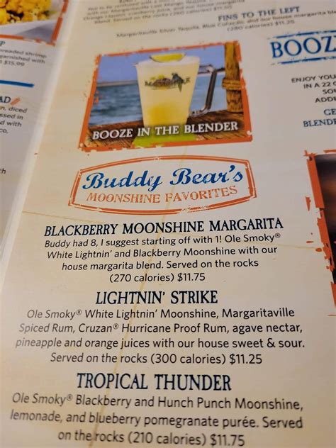 Menu at Margaritaville - Atlantic City pub & bar, Atlantic City