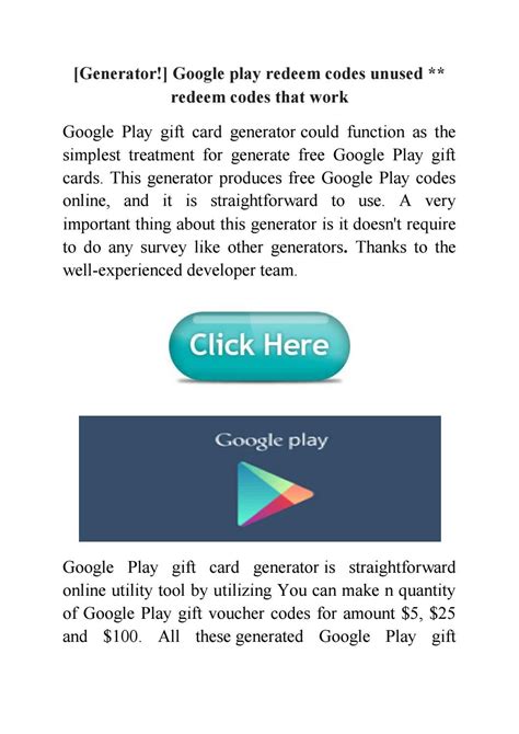 Google Play Free Redeem Code Generator Google Play Redeem Codes