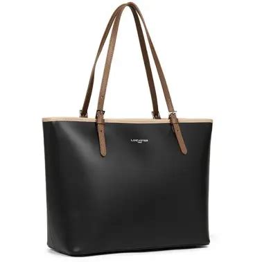 Grand Sac Cabas Constance Cuir Noir Nude Vison Lancaster Gandy Fr