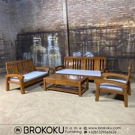 Jual Set Kursi Tamu Kayu Jati Jepara Minimalis BHF 188 Brokoku