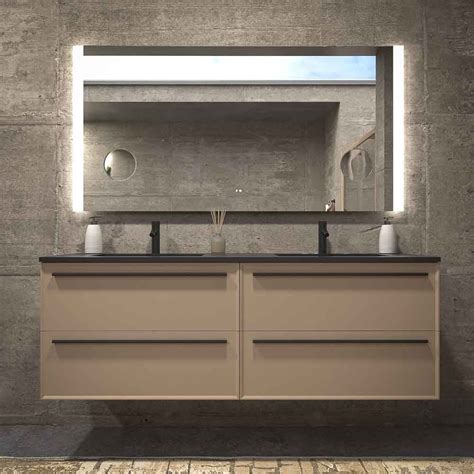 Mueble De Ba O Suspendido Cajones Brema Con Lavabo Solid Surface Moka