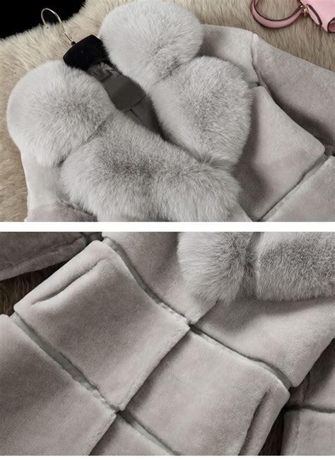 Plus Size Womens Winter Coat Long Faux Fox Coat Elegant Female Cashmere