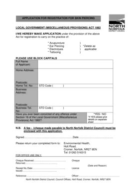 Fillable Online Northnorfolk Body Piercing Application Form North